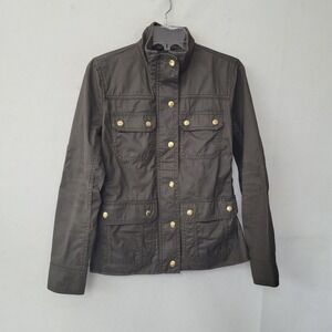 J. Crew Field Mechanic Jacket Womens PXS Olive Green Military Waxed Utility Coat